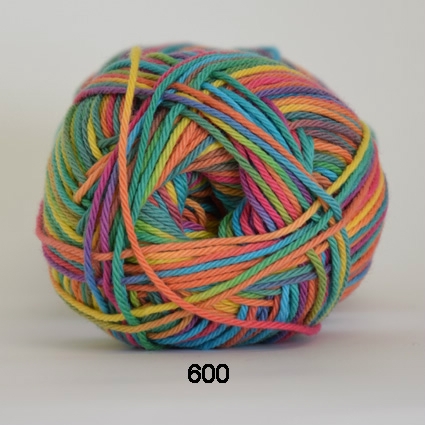 Cotton nr. 8- Bomuldsgarn - Hæklegarn - fv 600 Flerfarvet