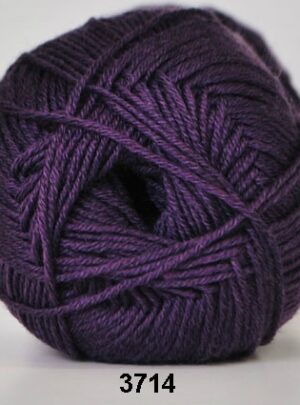 Hjertegarn Lana Cotton 212 - Bomuldsgarn - Merino Garn - fv 3714 Mørk Lilla