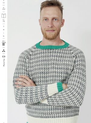 Strikkehæfte 178 model Victor Mønster strikket herre sweater m/raglin ærmer