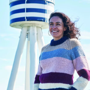 Betty strikkeopskrift/Strikkekit - 899403 Vælg kun Strikkeopskrift Raglansweater med striber