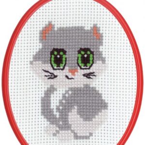 Broderi - Tælle broderi til børn - 92-8393 Grå Kat