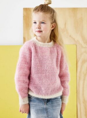Strikkekit - Raglan sweater m. striber til børn - 894196 Strikkekit 6 år - Raglan sweater m.striber til børn