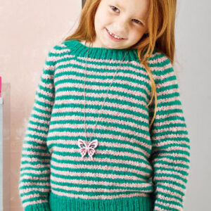 Strikkekit/Strikkeopskrift - Raglan sweater m/striber til børn - 896280 Kun Strikkeopskrift - Raglan sweater m/striber til børn - 896280
