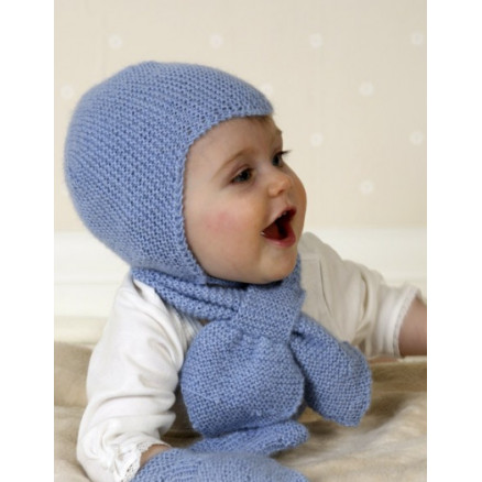 Baby Aviator Hat by DROPS Design - Djævlehue, Halstørklæde og Vanter S