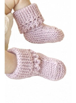 Lullaby Booties by DROPS Design - Baby Tøfler Strikkeopskrift str. 0/1