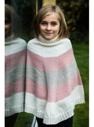 Mayflower Stribet Poncho - Poncho Strikkeopskrift str. 4 år - 12 år