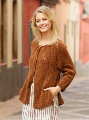 Autumn Spice Cardigan by DROPS Design - Jakke Strikkeopskrift str. S - - Small