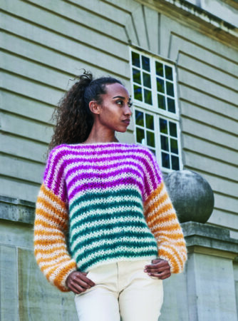 Bella strikkeopskrift - Stribet sweater - 893230