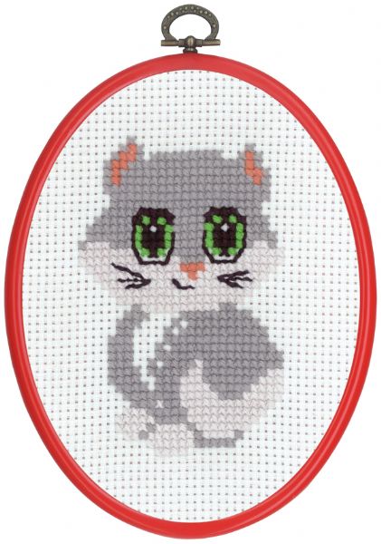 Broderi - Tælle broderi til børn - 92-8393 Grå Kat Broderi - Tælle broderi til børn - 92-8393 Grå Kat