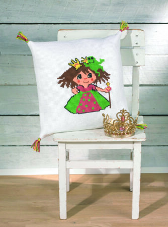 Broderi pude kit -Prinsesse med frø - 83 - 6373