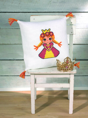 Broderi pude kit -Pude med prinsesse - 83 - 6370