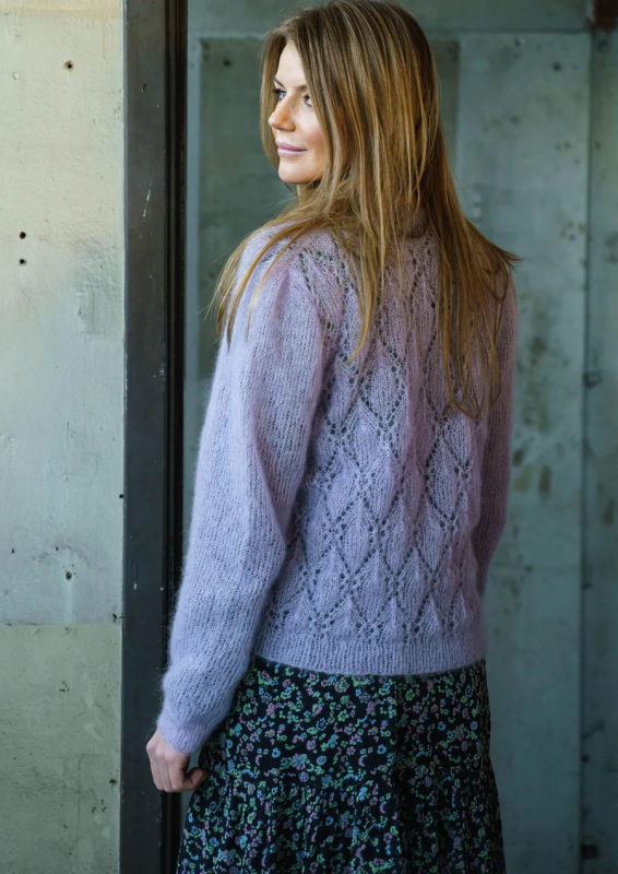 "Cardigan med hulmønster" - Mayflower 1784 - S - XXXL - Super Kid Silk, fra Mayflower "Cardigan med hulmønster" - Mayflower 1784 - S - XXXL - Super Kid Silk, fra Mayflower