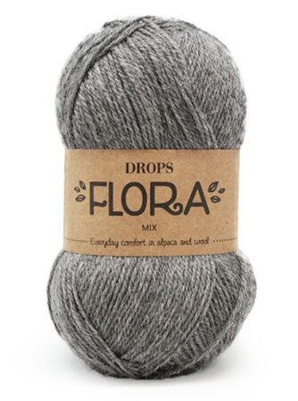 DROPS Flora 04 Mellemgrå Mix , Uldgarn/Alpacagarn, fra DROPS Design