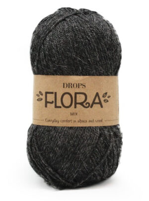 DROPS Flora 05 Mørkegrå Mix , Uldgarn/Alpacagarn, fra DROPS Design