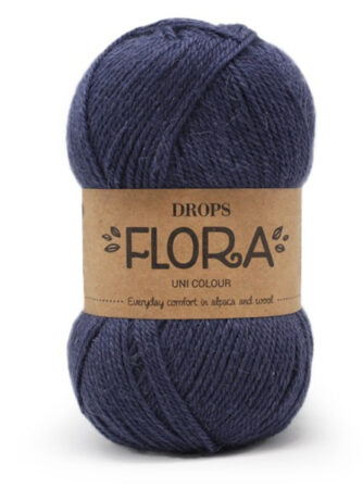 DROPS Flora Unicolor 10 Marine, Uldgarn/Alpacagarn, fra DROPS Design