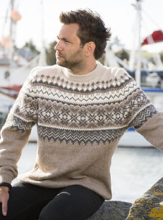 "Fryd" Genser, "Modell Raya" til herrer - Viking Design 1709-2 Kit - XS-XXL - Viking Alpaca Storm, fra Viking