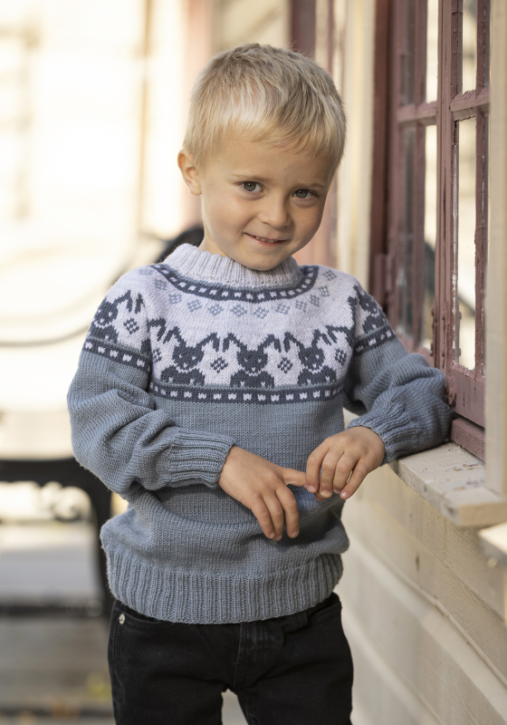 "Harepus - kanin" Genser- Viking Design 2424-6B Kit - 1 - 8år - Viking Baby merino , fra Viking "Harepus - kanin" Genser- Viking Design 2424-6B Kit - 1 - 8år - Viking Baby merino , fra Viking
