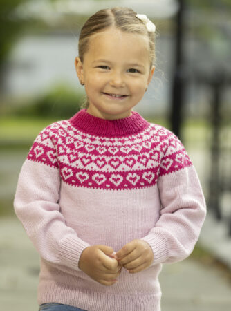"Hjerte" Genser- Viking Design 2424-2A Kit - 1 - 8år - Viking Baby merino, fra Viking