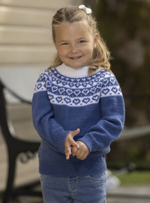 "Hjerte" Genser- Viking Design 2424-2D Kit - 1 - 8år - Viking Baby merino, fra Viking