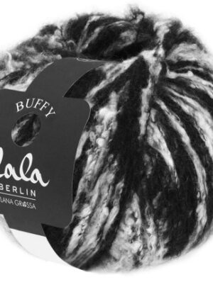 Lana Grossa Lala Berlin Buffy Garn 12 Sort/Råhvid