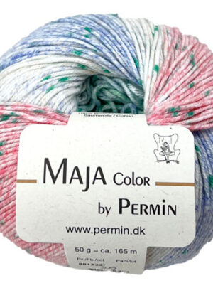 Maja Permin - Flerfarvet Bomuldsgarn - 881329 Grøn,blå & pink
