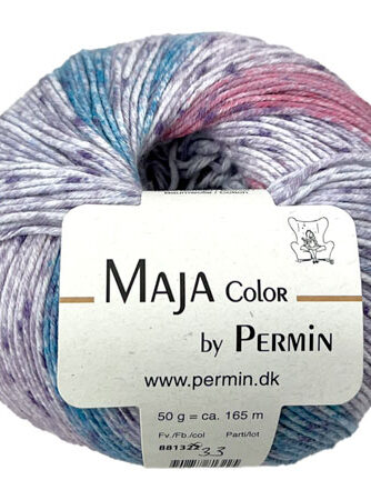 Maja Permin - Flerfarvet Bomuldsgarn - 881333 Lyseblå,lilla & pink