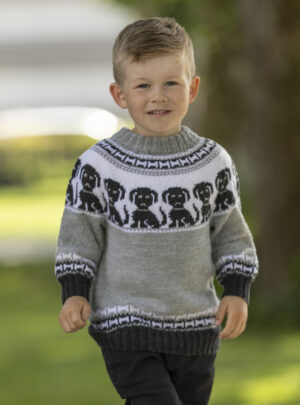 "Pluto - hunde" Genser- Viking Design 2424-9 Kit - 1 - 8år - Viking Baby merino , fra Viking