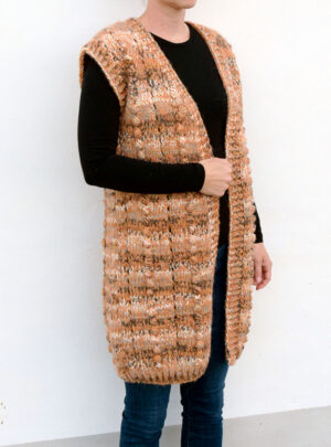 Ragg Strikkeopskrift/Strikkekit Lang Strik Vest - 2573 Gaby Kun strikkeopskrift Ragg Lang Strik Vest - 2573 Gaby