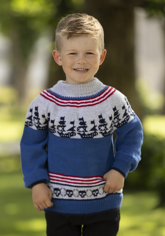"Sørøver" Genser- Viking Design 2424-4 Kit - 1 - 8år - Viking Baby merino , fra Viking "Sørøver" Genser- Viking Design 2424-4 Kit - 1 - 8år - Viking Baby merino , fra Viking