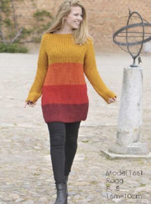 Stribet Patent sweater strikkeopskrift nr 1661