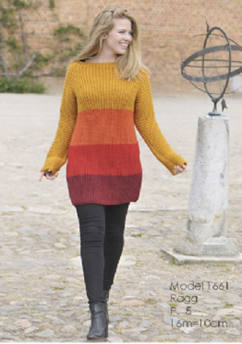Stribet Patent sweater strikkeopskrift nr 1661 Stribet Patent sweater strikkeopskrift nr 1661