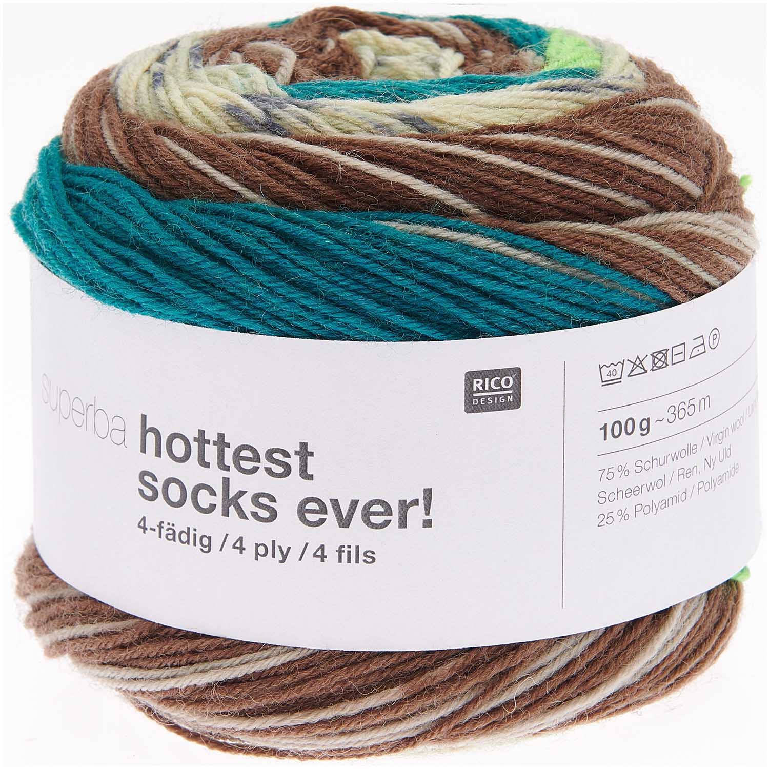 Superba Hottest Socks Ever Rico Design Flerfarvet strømpegarn fv 005 Superba Hottest Socks Ever Rico Design Flerfarvet strømpegarn fv 005