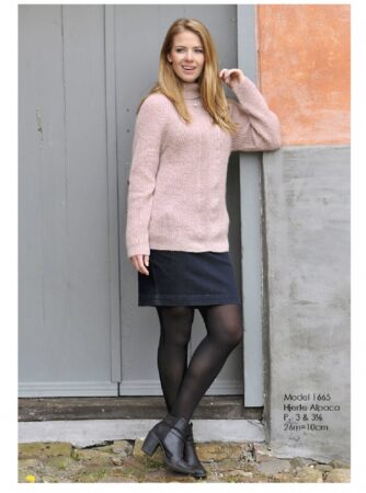 Sweater med sildebensmønster strikkeopskrift nr 1665