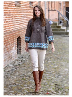 Sweater med tre kvart ærme strikket med Lima garn strikkeopskrift nr 1662