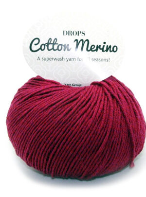 DROPS Cotton Merino Unicolor 07 Vinrød, Cotton/Merino, fra DROPS Design
