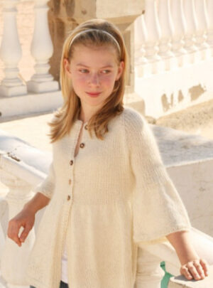 Abril by DROPS Design - Jakke Strikkeopskrift str. 7/8 år - 13/14 år