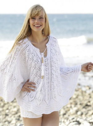 Angelica by DROPS Design - Poncho Strikkeopskrift str. S/M - XXL/XXXL