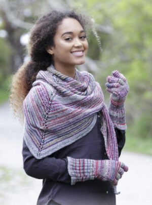 Autumn Joy by DROPS Design - Sjal og Vanter Strikkeopskrift 164x70cm