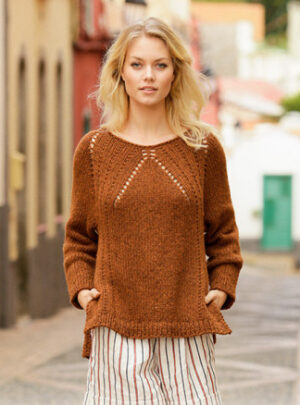 Autumn Spice by DROPS Design - Bluse Strikkeopskrift str. S - XXXL