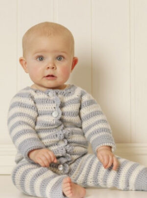 Baby Blues by DROPS Design - Baby heldragt Hækleopskrift str. 0/1 mdr - 3/4 år