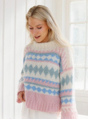 Berries and Cream Sweater by DROPS Design - Bluse Strikkeopskrift str. XS - XXXL