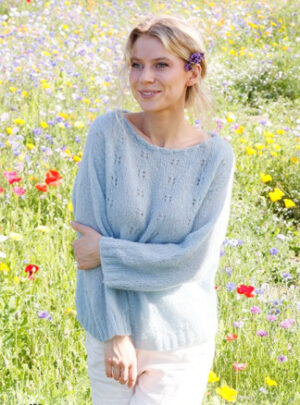 Blue Butterfly by DROPS Design - Bluse Strikkeopskrift str. S - XXXL