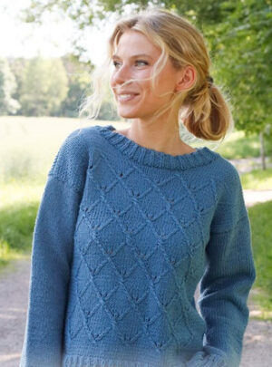 Blue Glass by DROPS Design - Bluse Strikkeopskrift str. S - XXXL