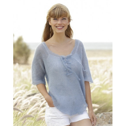 Blue Mist by DROPS Design - Bluse Strikkeopskrift str. S - XXXL Blue Mist by DROPS Design - Bluse Strikkeopskrift str. S - XXXL