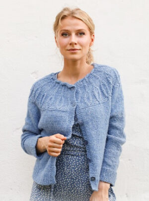 Blue Peacock Cardigan by DROPS Design - Cardigan Strikkeopskrift str. S - XXXL