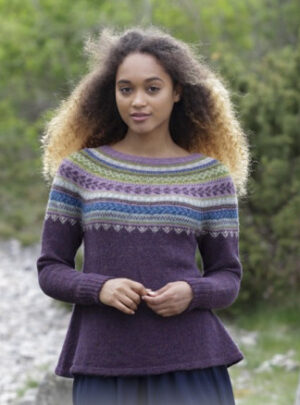 Blueberry Fizz by DROPS Design - Bluse og Hue Strikkeopskrift str. S - XXXL