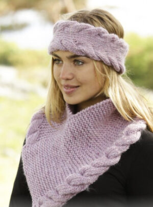 Braided Warmth by DROPS Design - Pandebånd og Hals Strikkeopskrift S/M - M/L