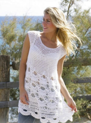 Breath of Summer by DROPS Design - Tunika Hækleopskrift str. S - XXL