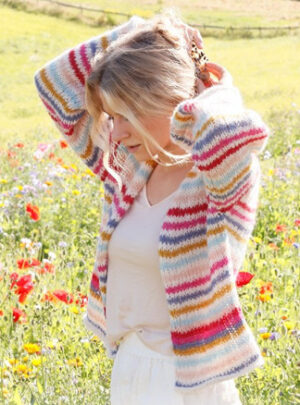 Candy Stripes Cardigan by DROPS Design - Cardigan Strikkeopskrift str. XS - XXL