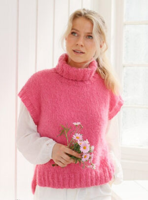 Cherry Sorbet Vest by DROPS Design - Vest Strikkeopskrift str. S - XXXL
